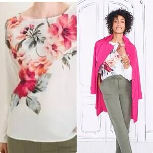NWT Chico's Floral Woven-Knit Top - Size M Chico's 1)